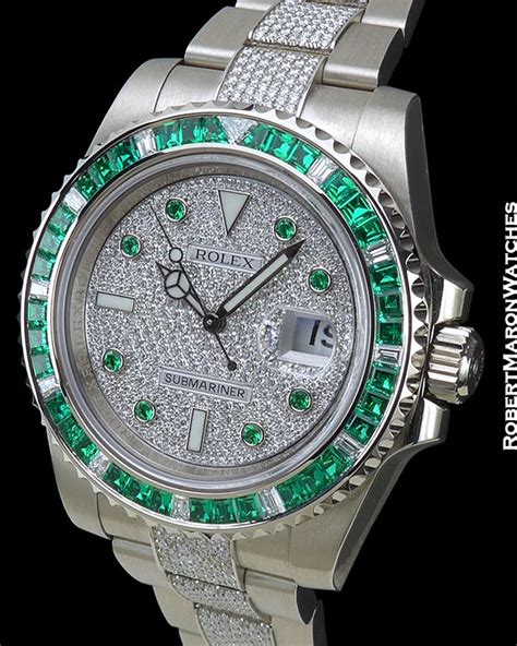 rolex submariner diamond emerald baguette price|rolex submariner black dial.